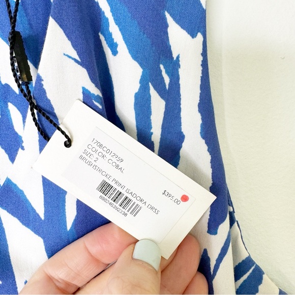 NWT MILLY Isadora A-Line Brushstroke Dress Blue White Size 2 - Picture 11 of 14